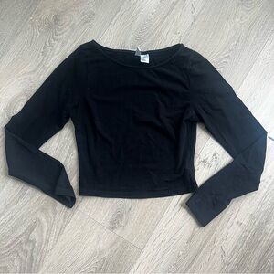 Divided Black Fitted Long Sleeve Cropped Tshirt Size XS